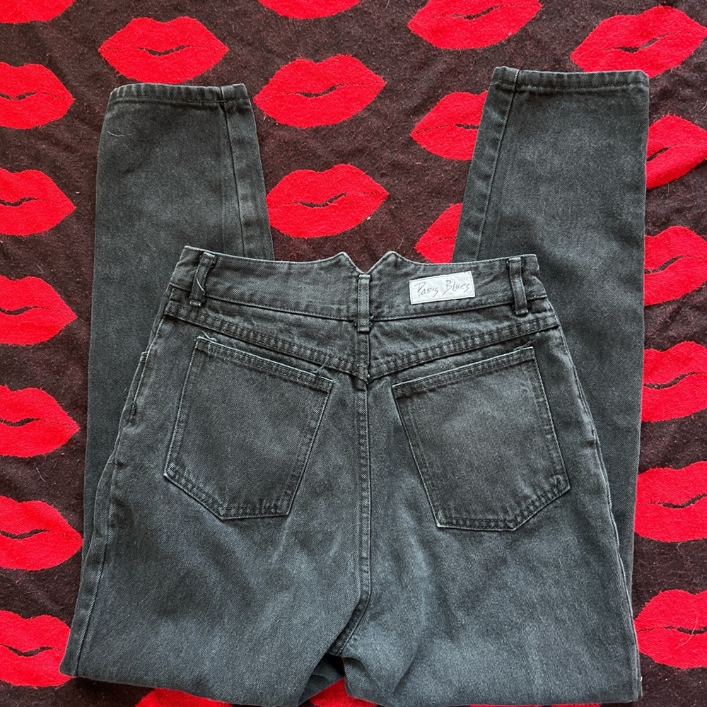 Vintage 80s 90s Paris blues black high waisted mom jeans 28